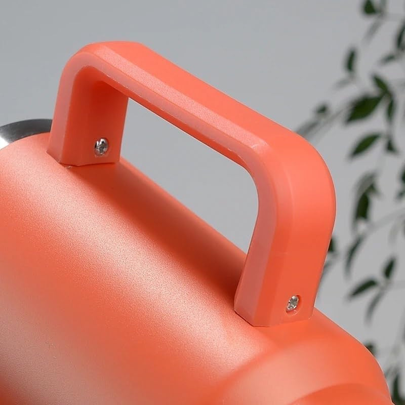 Cana Termos din Plastic, pentru Bauturi Calde si Reci, cu Maner, 9.9x9.9x27 cm, Portocaliu