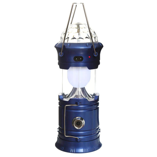 Lanternă pliabilă de camping Magic cool cu lampă disc și USB, Lanterna, Felinar, Acumulator 1200 mAh, reincarcabila, 6 LED + 1 W + 3C culori, Albastru
