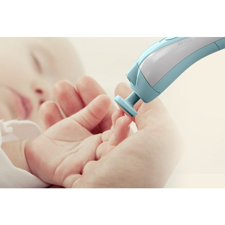 Pila Electrica Unghii pentru Bebelusi, 6 Piese, 15 x 4.5 x 3 cm, Silentios, 0-3 Ani, 4 Trepte de Viteza, Albastru