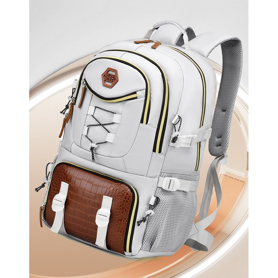Rucsac Multifunctional pentru Calatorie, pentru Alpinism, Voiaj, Drumetii, din Panza Oxford, 34x16x52 cm, Alb