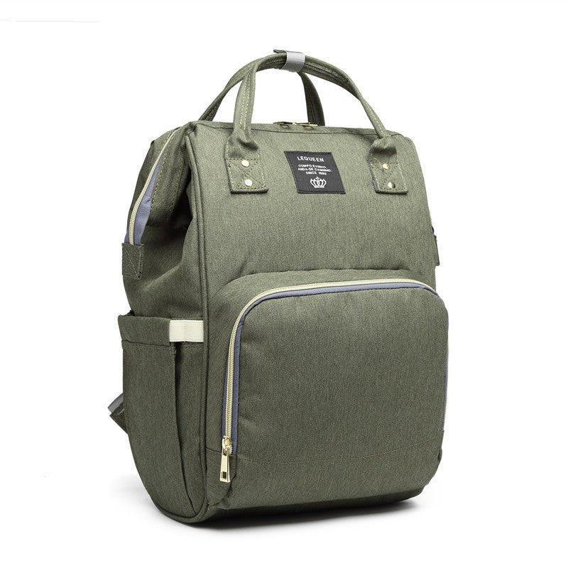 Rucsac Multifunctional pentru Mamici, din Panza Oxford, Compartimentare Multipla, Impermeabil, 43 x 18 x 26 cm, Verde Army