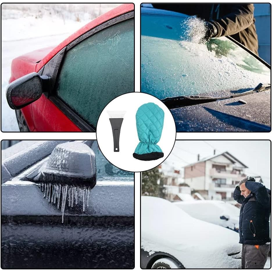 Set Manusa si Racleta pentru Zapada, Impermeabila, Izolatie de Bumbac, 31 x 15 cm, Verde