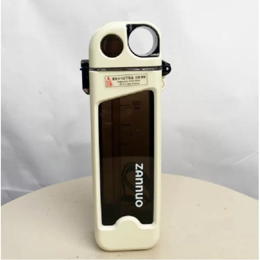 Sticla de Apa pentru Sport, 350 ml, cu Pai si Capac, 23x7x4.4 cm, Buton de Blocare, din PC, Alb