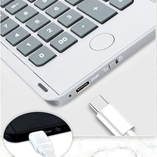 Calculator de Mana Reincarcabil cu Tabla de Scris, Calculator Portabil, Ecran LCD, Afisaj cu 12 Cifre, Ecran de 15 cm, Culoare Alb