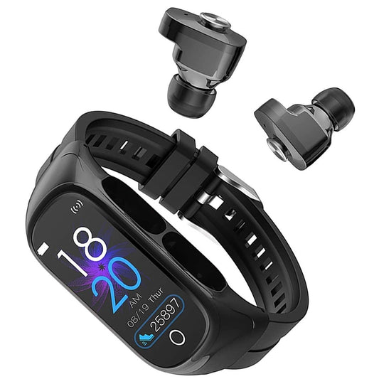 Ceas Smartwatch 2 in 1, cu Casti Bluetooth, N8 TWS, Plug in lateral, afisaj 1.47 inch , rezolutie 172*320, Negru