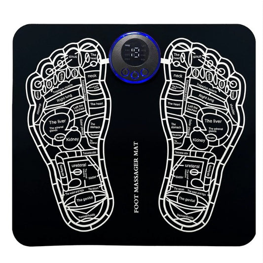 Covoras de Masaj pentru Picioare, EMS, 4 Niveluri de Intensitate, Incarcare USB, Ecran LED, Telecomanda Inclusa, Negru