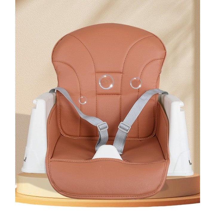 Scaun de Masa Pliabil 3in1, Reglabil, Multifunctional, 3 Pozitii, Masuta si Husa Detasabile, Roti, Centura de Siguranta, Ajustare Inaltime, Maro