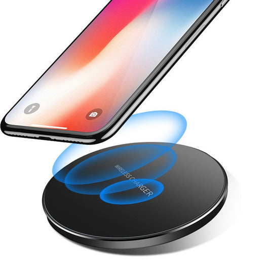 Incarcator Wireless, Fast Charge, 15W, Ultra Slim, compatibil cu iPhone, cablu inclus, Rotund, Negru