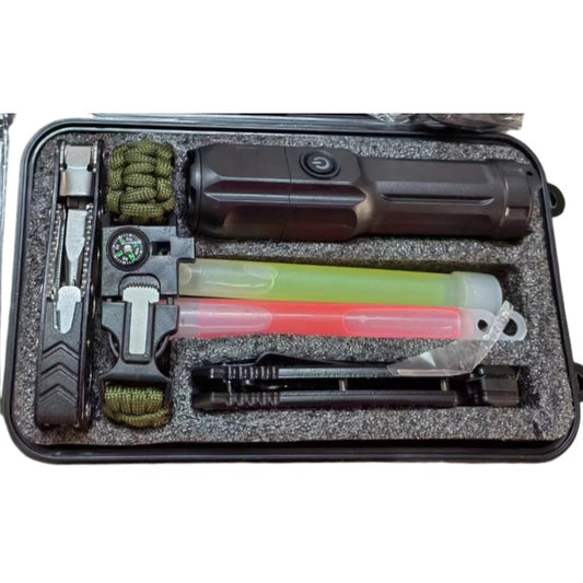 Kit supravietuire multifunctional, Instrumente profesionale, Tip Valiza, pentru Camping, Drumetii, Aventuri in aer liber, 130x210 cm, Negru