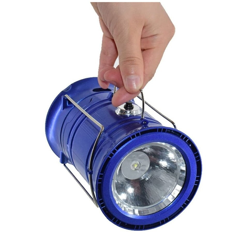 Lanternă pliabilă de camping Magic cool cu lampă disc și USB, Lanterna, Felinar, Acumulator 1200 mAh, reincarcabila, 6 LED + 1 W + 3C culori, Albastru