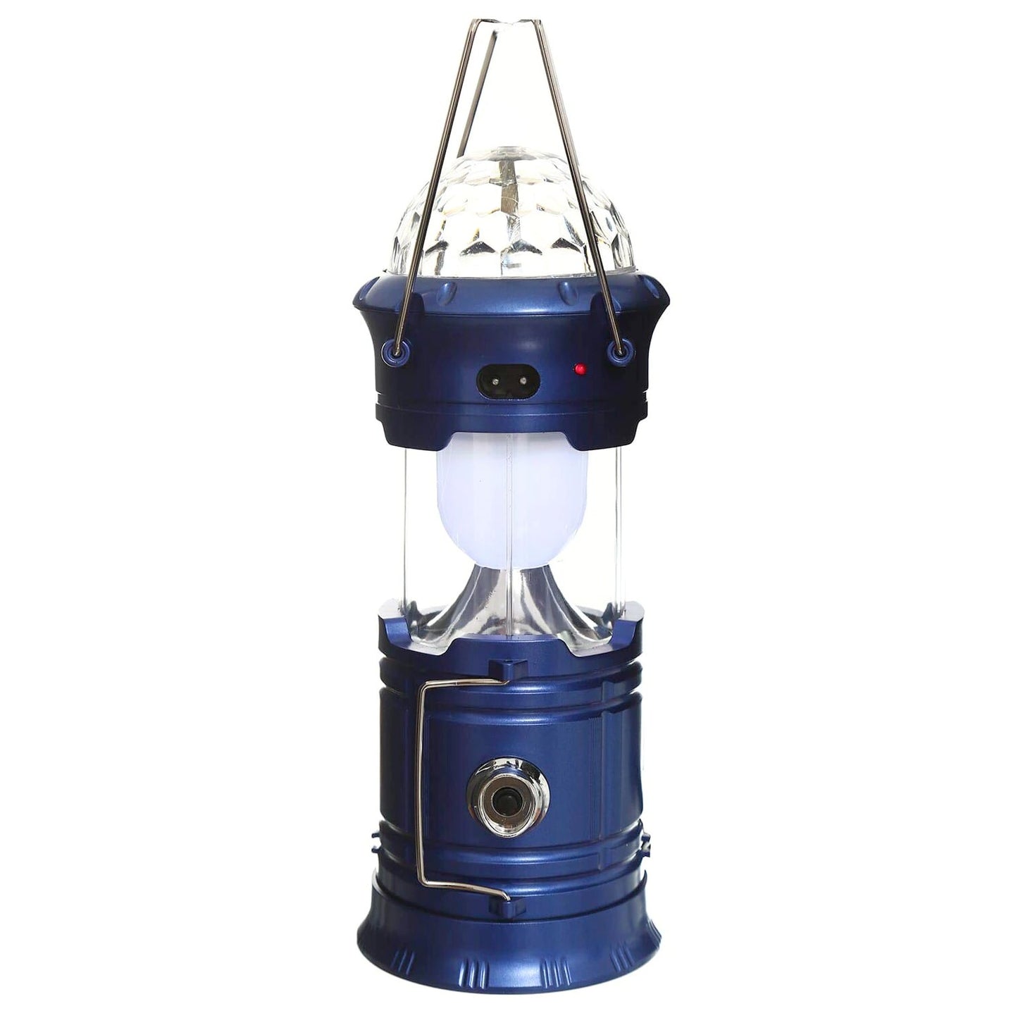 Lanternă pliabilă de camping Magic cool cu lampă disc și USB, Lanterna, Felinar, Acumulator 1200 mAh, reincarcabila, 6 LED + 1 W + 3C culori, Albastru