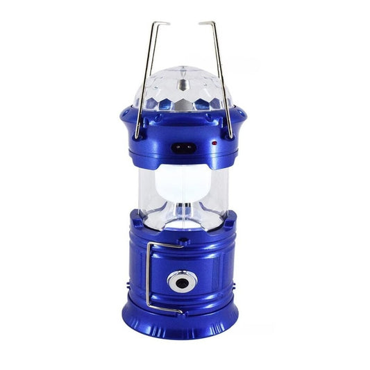Lanternă pliabilă de camping Magic cool cu lampă disc și USB, Lanterna, Felinar, Acumulator 1200 mAh, reincarcabila, 6 LED + 1 W + 3C culori, Albastru