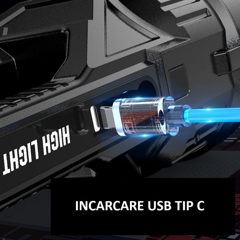 Lanterna LED, Incarcare USB, Autonomie 8-24h, 2 Surse de Lumina, Principal si Lateral, Raza Maxima 100-200 m, COB, 5W, 23 x 10 x 10 cm, Galben