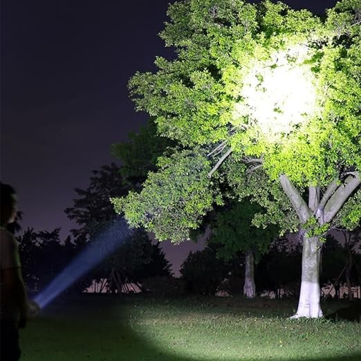 Lanterna LED Lumina Puternica, Rezistenta la Apa, Tip Proiector COB, Lanternă Reincarcabila, USB, cu Maner pentru Drumetii, Lanterna de Urgenta, Aer Liber, 14.1 x 6.4 cm, Culoare Negru cu Comutator Albastru