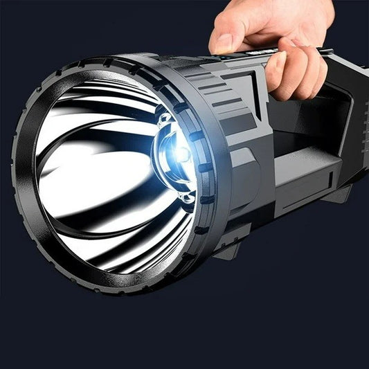 Lanterna LED, Incarcare USB, Autonomie 8-24h, 2 Surse de Lumina, Principal si Lateral, Raza Maxima 100-200 m, COB, 5W, 23 x 10 x 10 cm, Negru