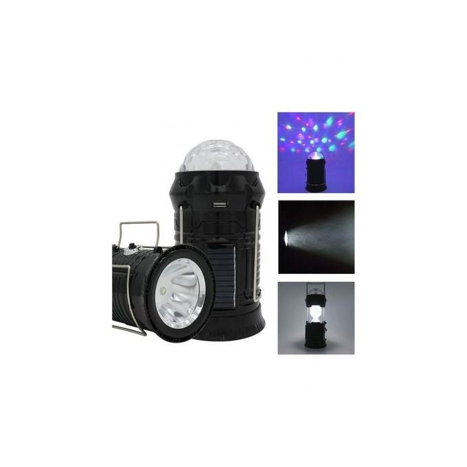 Lanternă pliabilă de camping Magic cool cu lampă disc și USB, Lanterna, Felinar, 6 LED + 1 W + 3C culori, Negru