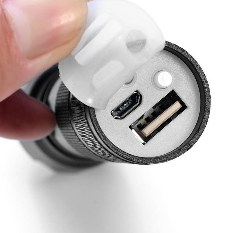 Lanterna Power Bank LED, Incarcare USB, Raza 300m, 5W, Model T9 Telescopic 14.7 -15.7 cm, Functie Zoom si Incarcare Telefon, Negru