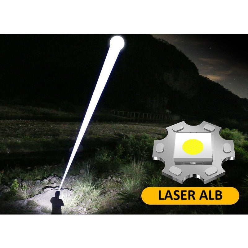 Lanterna Power Bank LED, Incarcare USB, Raza 200m, 10W, Model T6 Telescopic, Functie Zoom si Incarcare Telefon, 1800 mAh, Negru