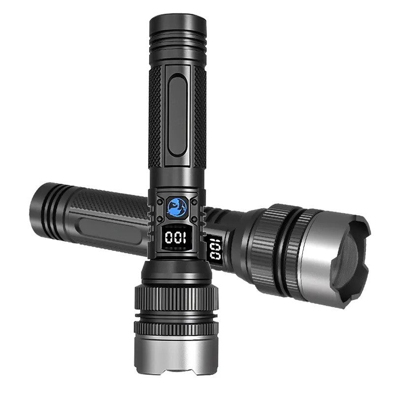 Lanterna Power Bank LED, Incarcare USB, Raza 200m, 10W, Model T6 Telescopic, Functie Zoom si Incarcare Telefon, 1800 mAh, Negru