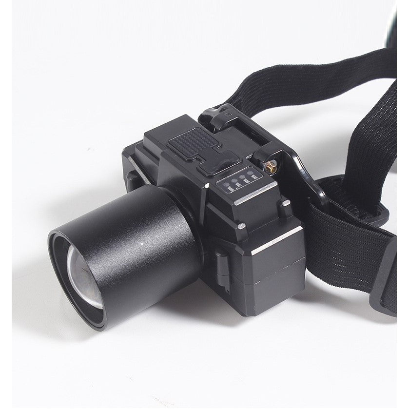 Lanterna LED de Montat pe Cap, cu Raza Lunga de Zoom, Far Telescopic, Reglabil, Rezistent la Apa, pentru Pescuit in Aer Liber, Camping, Lumina Puternica, Lanterna, 7x4.5x6 cm, Negru