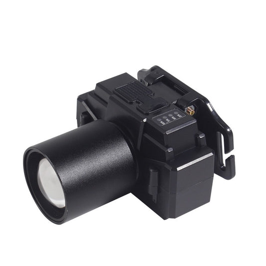 Lanterna LED de Montat pe Cap, cu Raza Lunga de Zoom, Far Telescopic, Reglabil, Rezistent la Apa, pentru Pescuit in Aer Liber, Camping, Lumina Puternica, Lanterna, 7x4.5x6 cm, Negru