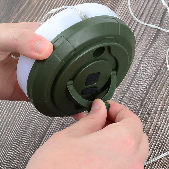 Lumină de camping LED încărcare USB, șir colorat, pentru aer liber, cort, Distanta 10 metri, 1800mAH, 10.5x4.3 cm, Alb Verde