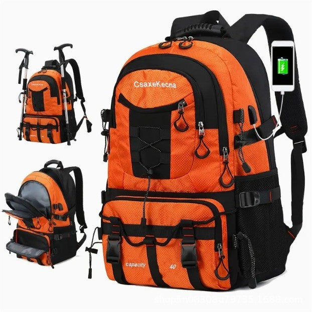 Rucsac Multifunctional de Alpinism, Capacitate 36-55 L, de Calatorie, Impermeabil, Slot USB Incarcare Telefon, Bretele Reglabile, 52 x 34 x 19 cm, Portocaliu