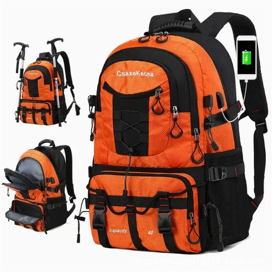 Rucsac Multifunctional de Alpinism, Capacitate 36-55 L, de Calatorie, Impermeabil, Slot USB Incarcare Telefon, Bretele Reglabile, 52 x 34 x 19 cm, Portocaliu