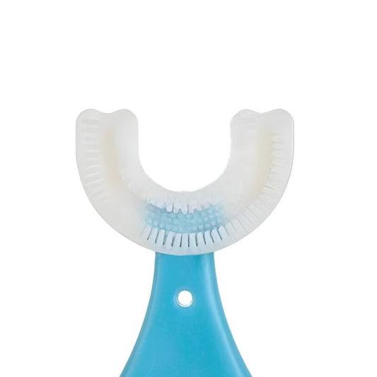 Periuta de Dinti in Forma de U, pentru Sugari si Copii 2-6 ani, Peri Moi, 9 cm, Model Inima, Culoare Albastru