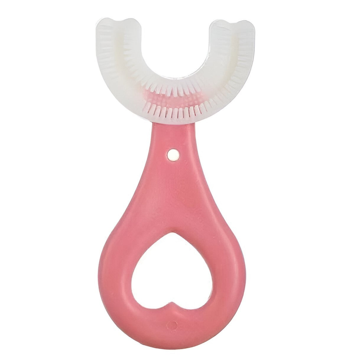 Periuta de Dinti in Forma de U, pentru Sugari si Copii 2-6 ani, Peri Moi, 9 cm, Model Inima, Culoare Roz