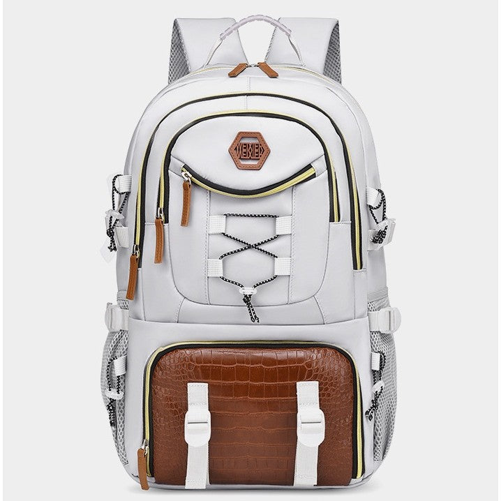 Rucsac Multifunctional pentru Calatorie, pentru Alpinism, Voiaj, Drumetii, din Panza Oxford, 34x16x52 cm, Alb