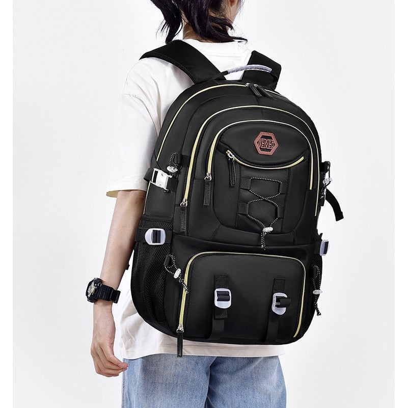 Rucsac Multifunctional pentru Calatorie, pentru Alpinism, Voiaj, Drumetii, din Panza Oxford, 34x16x52 cm, Negru