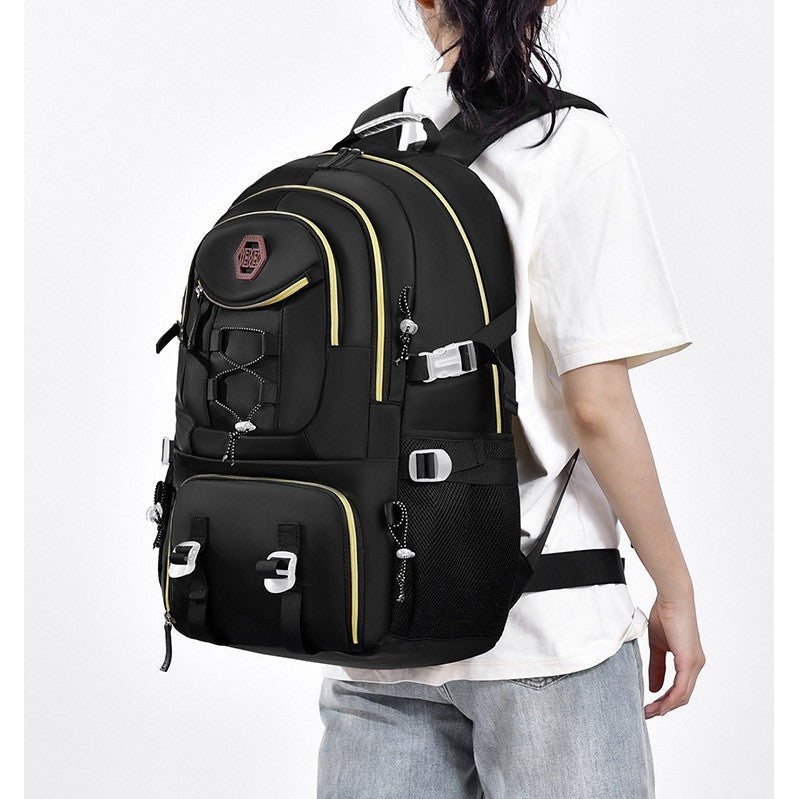 Rucsac Multifunctional pentru Calatorie, pentru Alpinism, Voiaj, Drumetii, din Panza Oxford, 34x16x52 cm, Negru