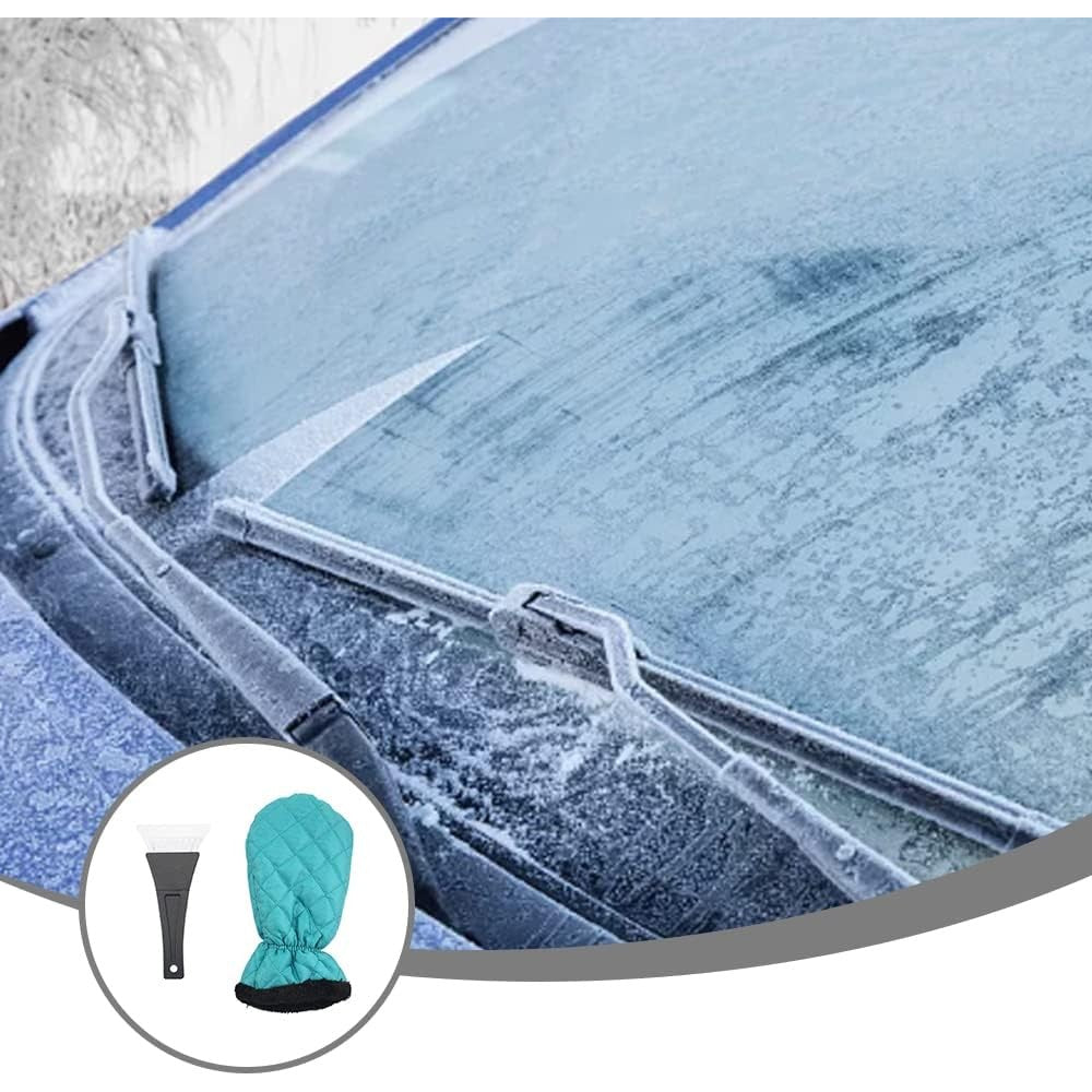 Set Manusa si Racleta pentru Zapada, Impermeabila, Izolatie de Bumbac, 31 x 15 cm, Verde