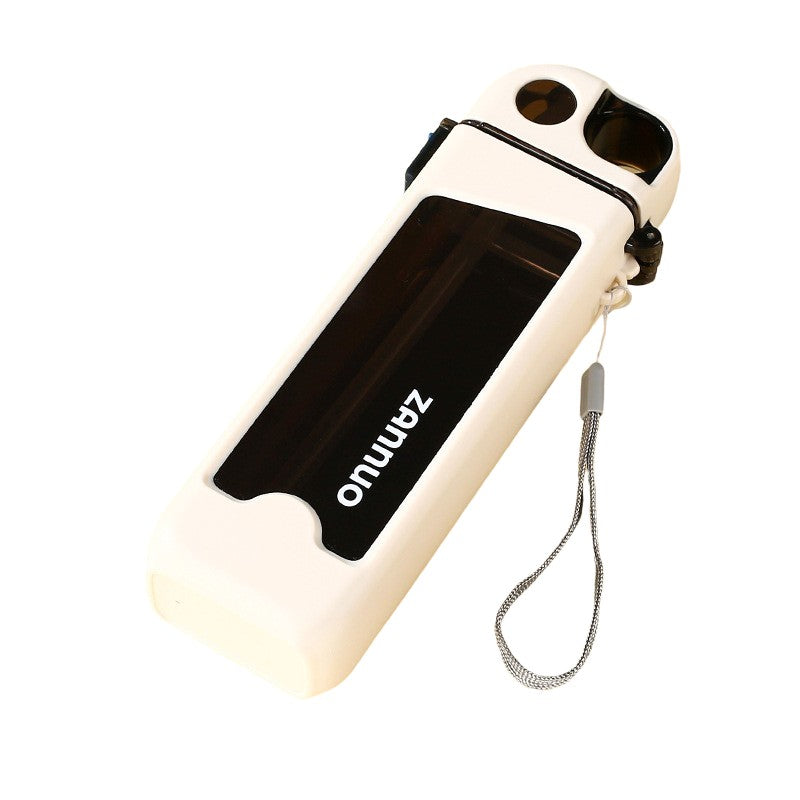 Sticla de Apa pentru Sport, 350 ml, cu Pai si Capac, 23x7x4.4 cm, Buton de Blocare, din PC, Alb