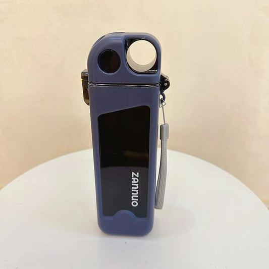 Sticla de Apa pentru Sport, 350 ml, cu Pai si Capac, 23x7x4.4 cm, Buton de Blocare, din PC, Albastru