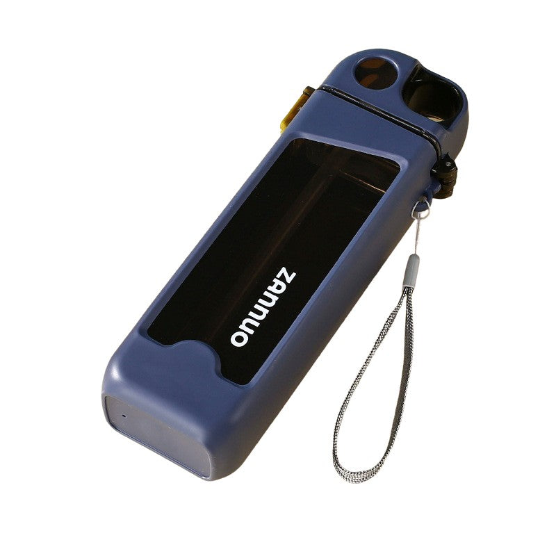 Sticla de Apa pentru Sport, 350 ml, cu Pai si Capac, 23x7x4.4 cm, Buton de Blocare, din PC, Albastru