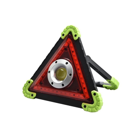 Triunghi Multifunctional de Avertizare, Lanterna LED, Impermeabil IP65, 800 lm, 2 x AA, Functie Incarcare Telefon, USB si Micro USB, COB 33, Verde