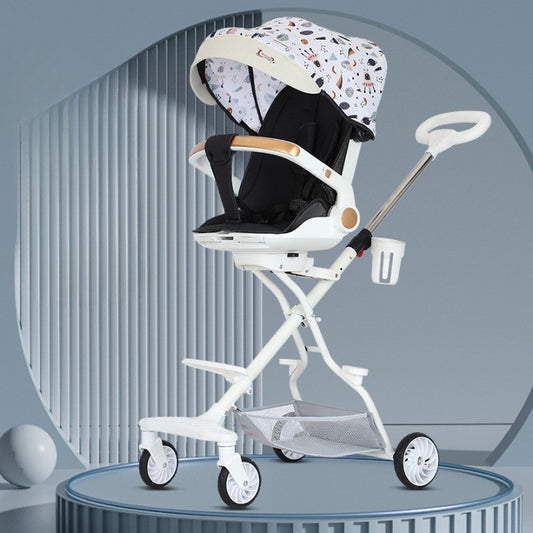 Carucior Sport 3in1, 6-36 Luni, Reversibil, Pliabil, Tavita pentru Masa, Pozitie de Somn, Centura de Siguranta, Roti 360, Suport Pahar, Copertina pentru Soare, 32x63x95cm, Bej Model Cosmos