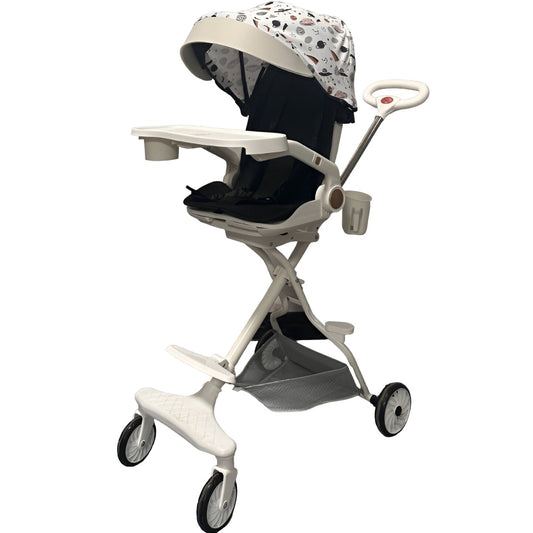 Carucior Sport 3in1, 6-36 Luni, Reversibil, Pliabil, Tavita pentru Masa, Pozitie de Somn, Centura de Siguranta, Roti 360, Suport Pahar, Copertina pentru Soare, 32x63x95cm, Bej Model Cosmos